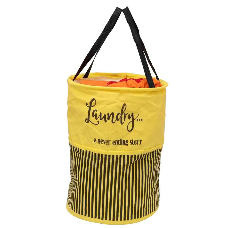 Perpetual Cloth Basket For Laundry - Waterproof Non Woven Foldable Basket Bag With Handle 45L (Yline)