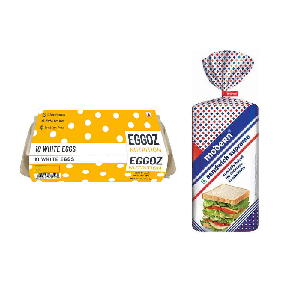 Eggoz Nutrition White Egg(10pc) & Modern Sandwich Supreme (400gms) Combo