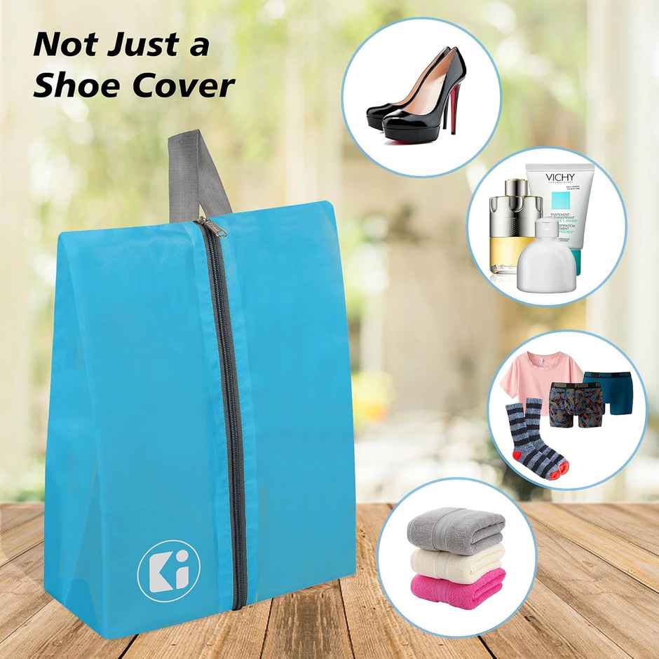 Kuber Industries Parachute Travel Shoe Carrying Organizer|Pack of 4|Sky Blue