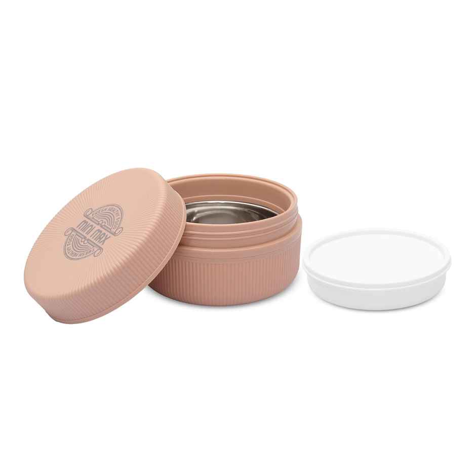 JAYPEE Mini Max Sr. Lunch box, Inner stainless Steel with Plastic Dish Inside | Peach - 500 ml