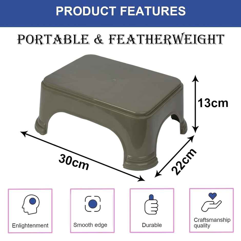 Kuber Industries Plastic Disney Team Square Bathroom Stool|P6|Gray