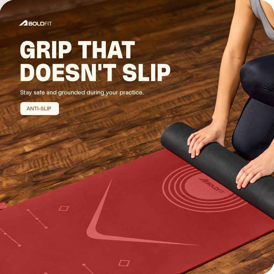 Boldfit Unisex Yoga Mat With Bag 6mm Alignment TPE Rubber Material Extra Thick - Contessa