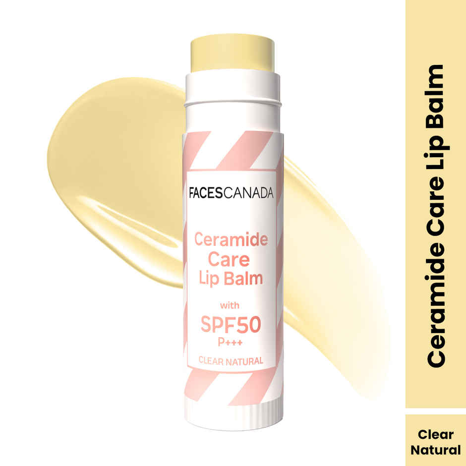 FACES CANADA Ceramide Care Lip Balm | SPF 50 | Hydrates Dry & Chapped Lips - Clear Natural 01