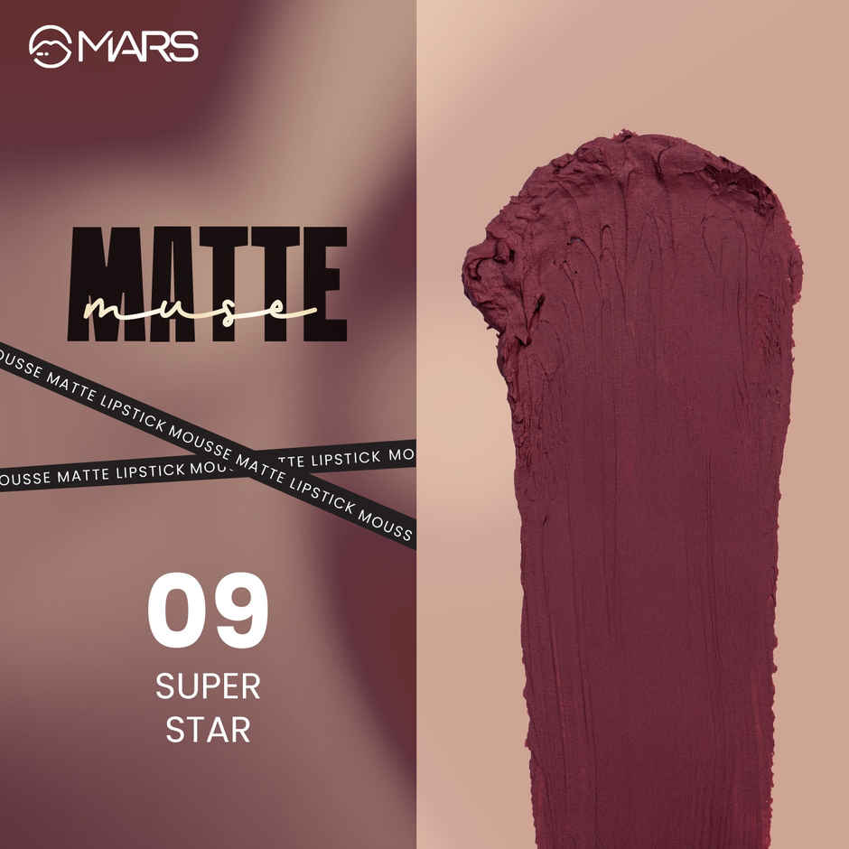 MARS Cosmetics Matte Muse Mousse Lipstick | 3 ml | 09-SUPER STAR with Doe-Foot Applicator
