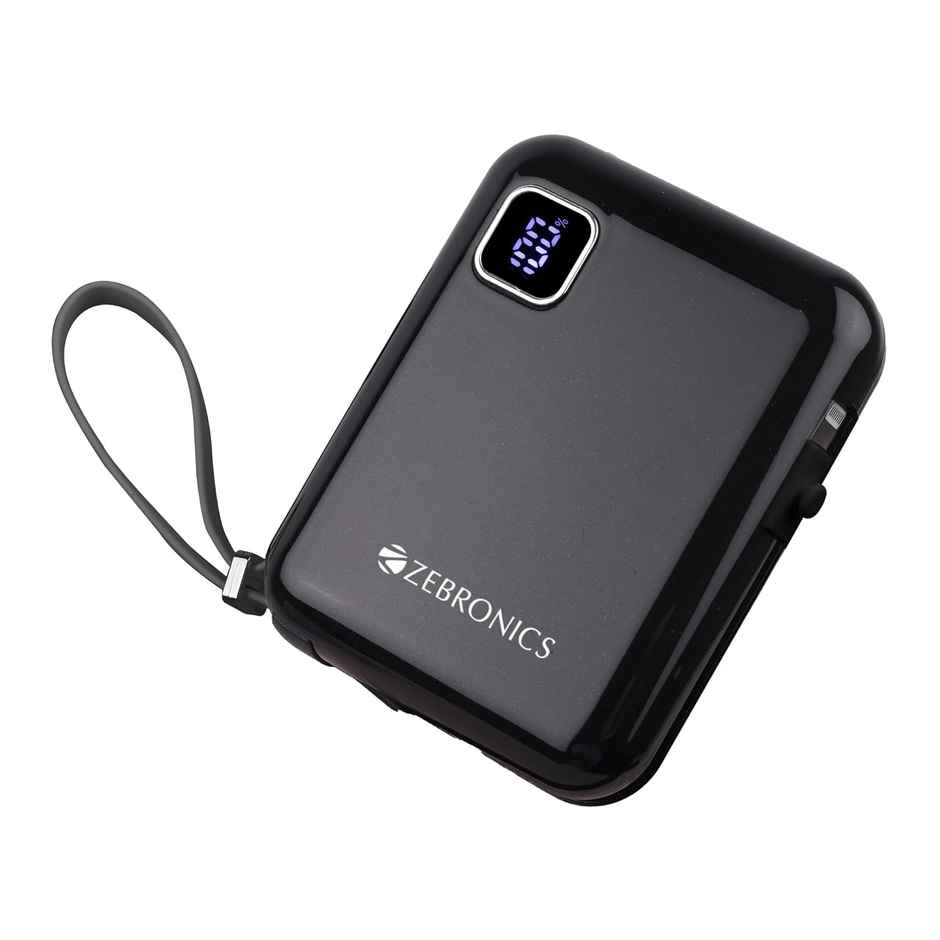 Zebronics MW64 Power Bank, 10K mAh, Rapid Charge, 22.5W Output, Type C Port (Black)