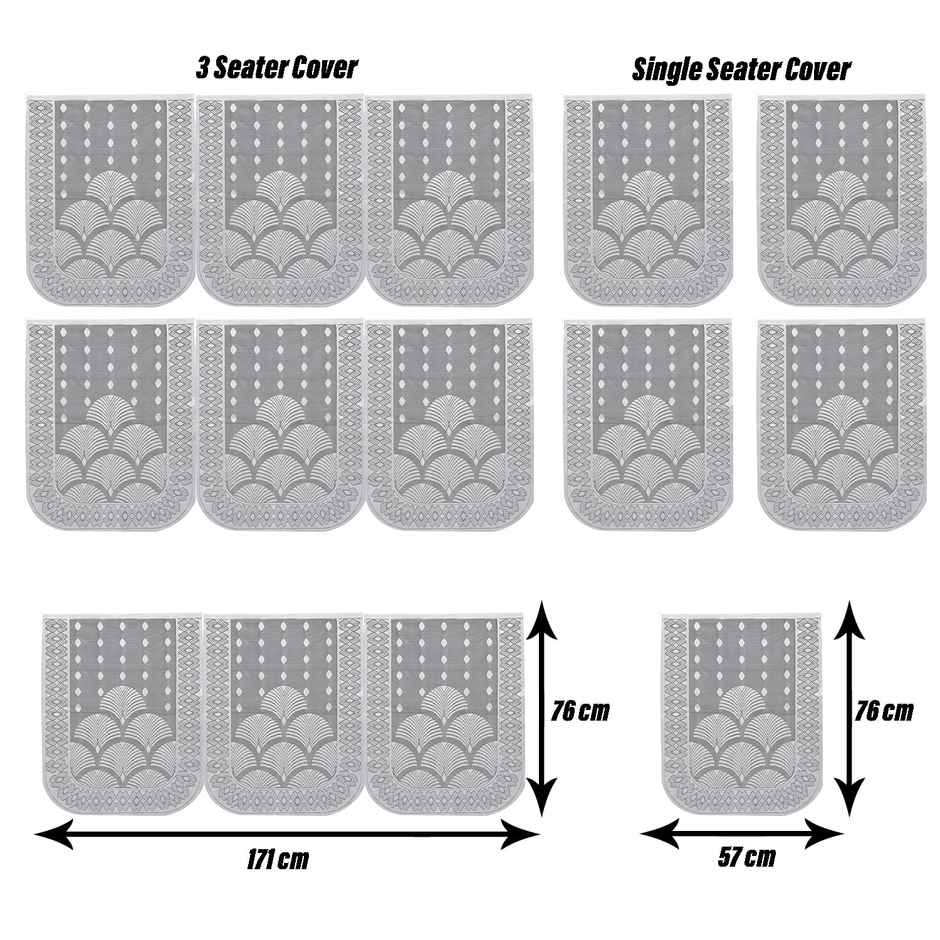 Kuber Industries Cotton Net Rainbow Pattern 5-Seater Sofa Cover for Home Decor|Living room|White