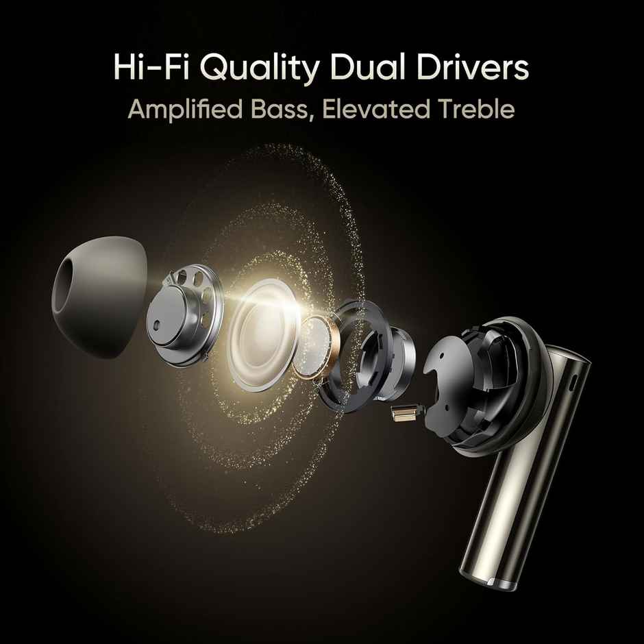 realme in Ear Wireless Buds Air 6 Pro with Dual Drivers(11Mm+6Mmtweeter),40 Hrs Play Time,50 Db ANC,Lhdc 5.0,55Ms Low Latency,Spatial Audio,Ip55 Dust&Water Resistant,Bt V5.3,Titanium Twilight