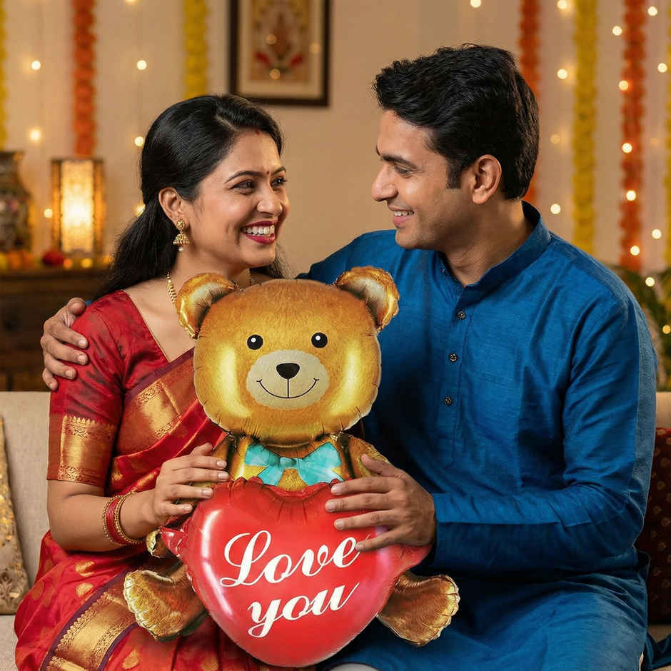 Red Teddy Foil Balloon for Anniversary and Love Decoration | Party Propz