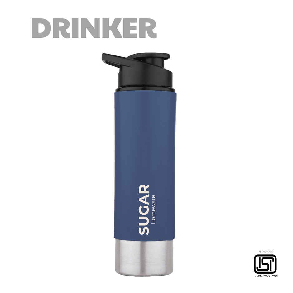 Sugar Homeware Ecopack Stainless Steel Sipper Sports Water Bottle | 800 ml | Blue