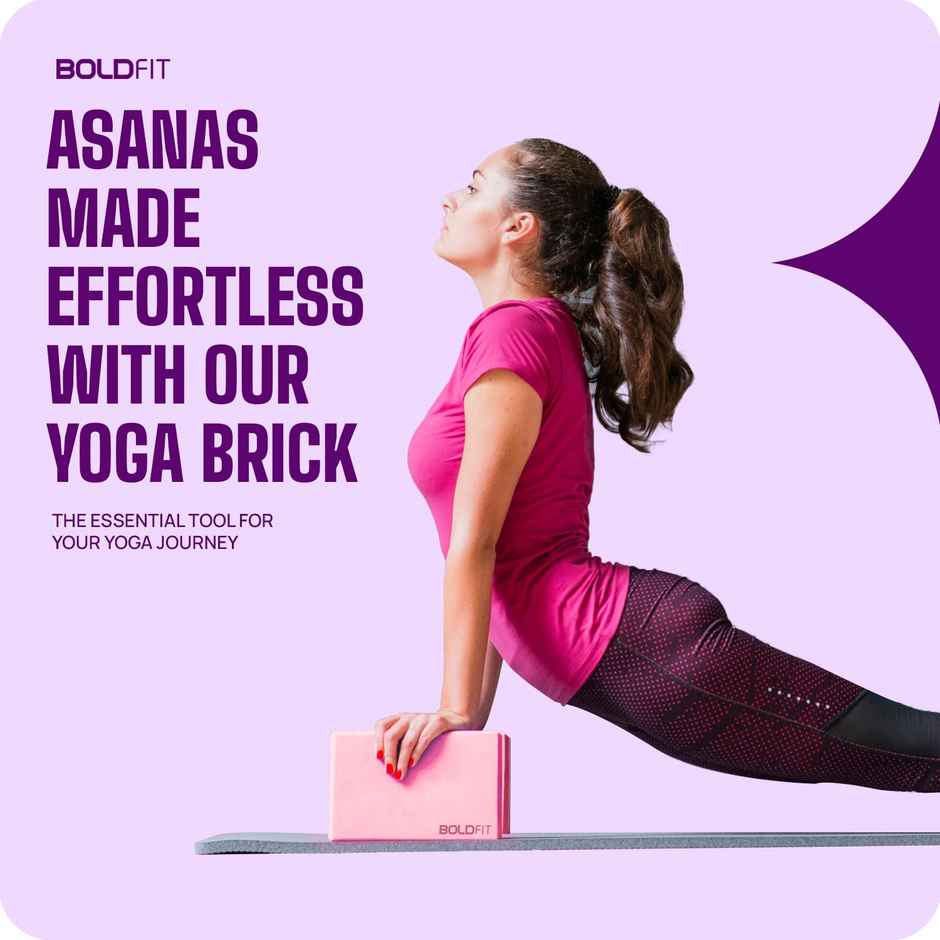 Boldfit Yoga Blocks High Density Foam Yoga Brick For Stretching Pink Set