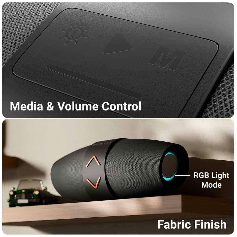 Zebronics Sound Feast 55 14W Bt Speaker, 20 Hr Playback, Dual Drivers, Rgb, Tws, Usb/Msd/Aux, Bass