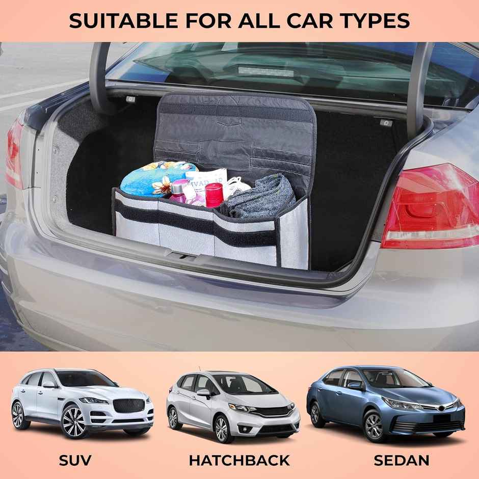 Autofy Spaze-5 Car Trunk Organizer Spill Proof Waterproof Anti-Skid Car Boot Organizer [Nylon]