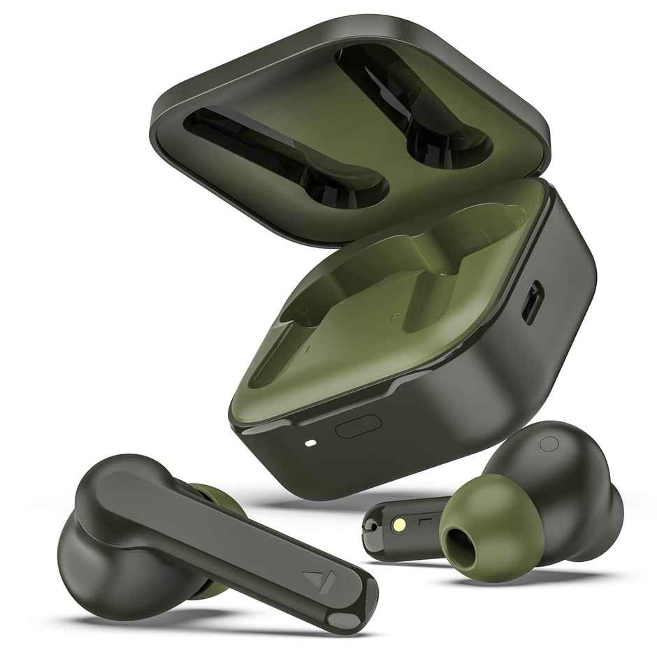 boAt Airdopes 458 TWS Earbuds W/ Spatial Bionic Sound by Thx, in Ear Enx Tech(Olive Green)