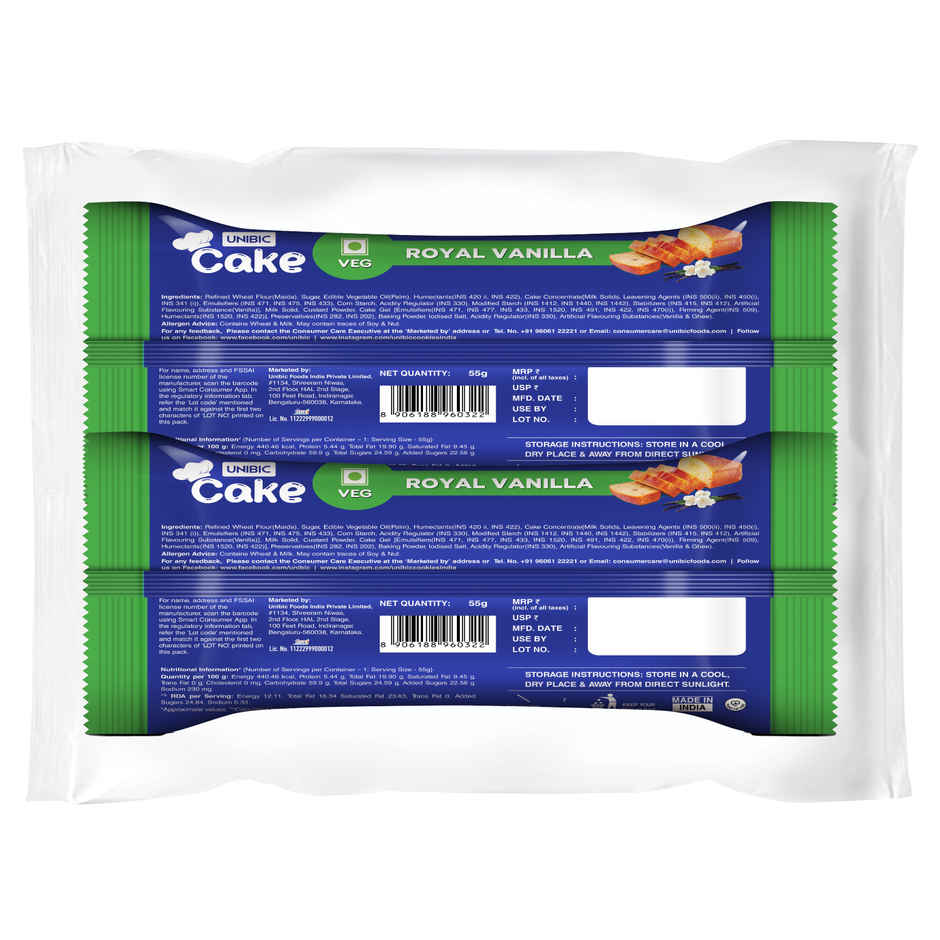 UNIBIC Royal Vanilla Veg Bar Cake | Eggless