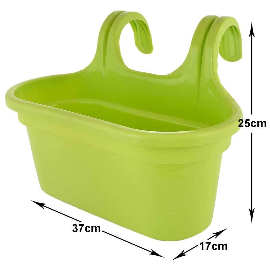 Kuber Industries Double Hook Plastic Hanging Flower Pot for Home & Garden|12 Inch|Green