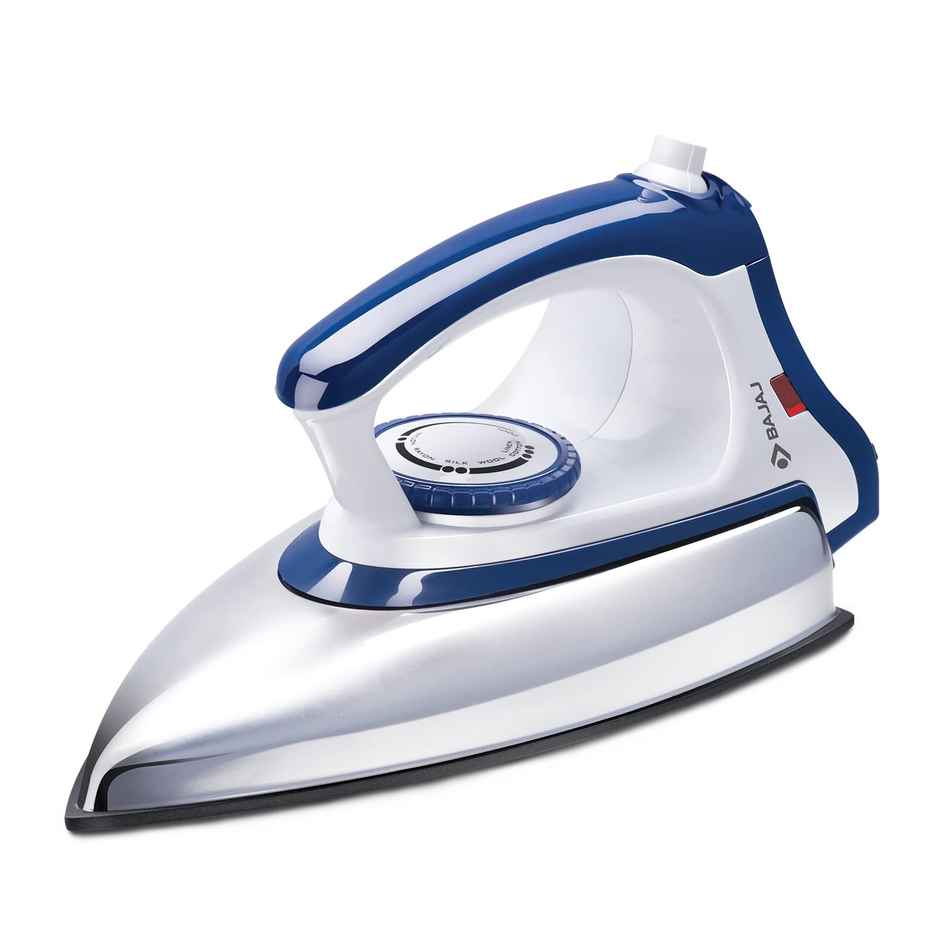 Bajaj DX-11 Stainless Steel Majesty 1000 Watts Dry Iron, Advance Soleplate And Anti-Bacterial German Coating Technology,  Automatic Shut Off, Thermal Safety Fuse - White & Blue