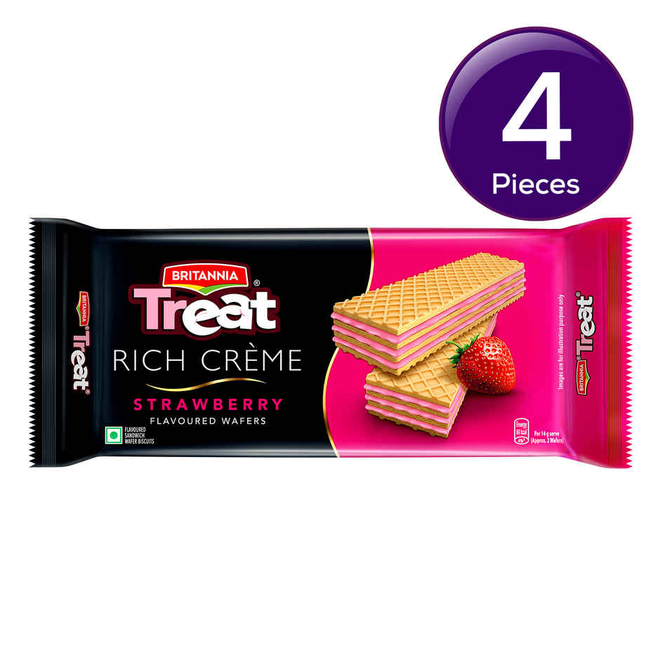 Britannia Treat Rich Creme Strawberry Flavoured Wafers | Combo