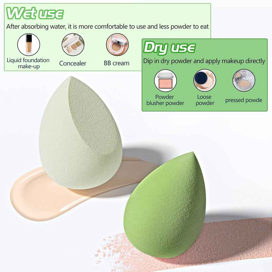 Bronson Professional Makeup Sponge Set with Case | Soft Sponge for Liquid Foundation, Cream, Powder