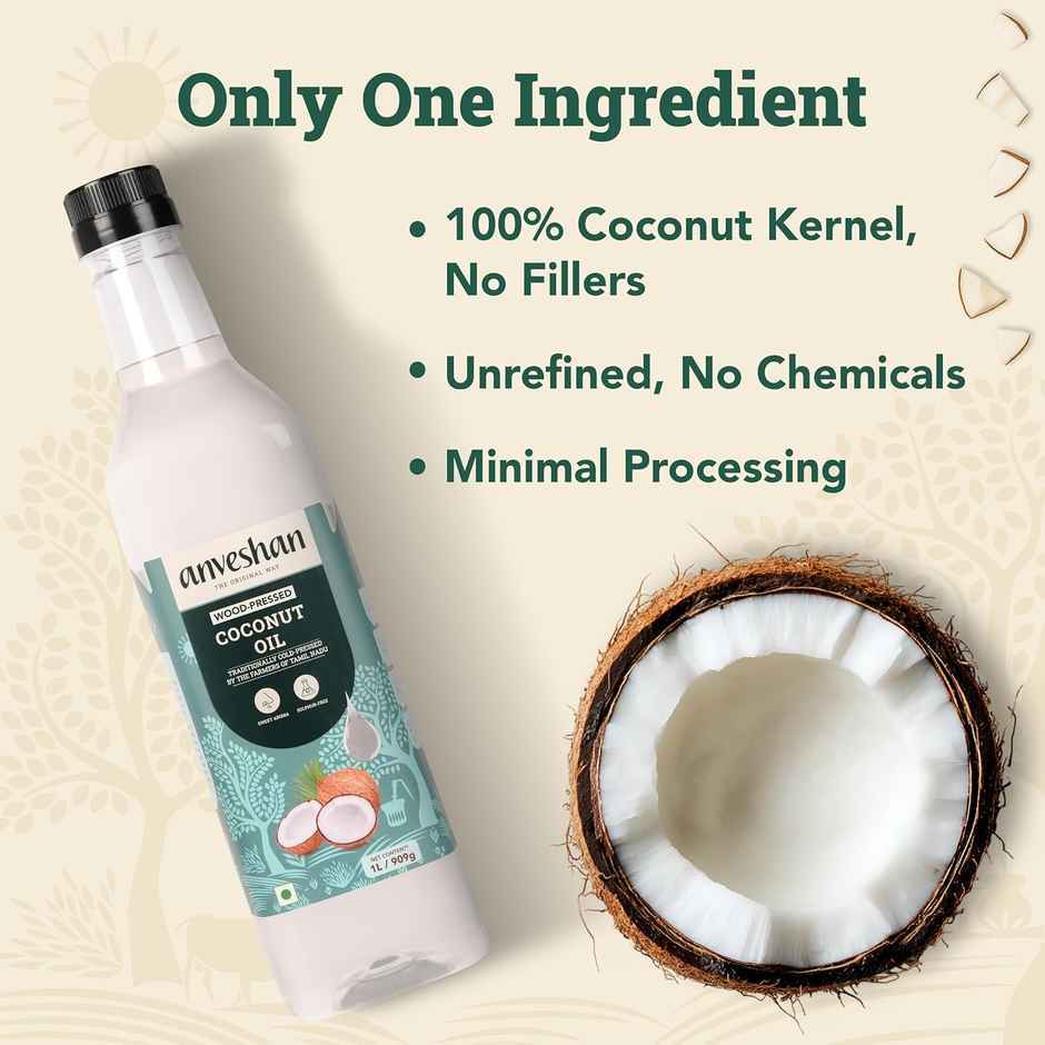 Anveshan Coconut Wood Cold Pressed Oil (Nariyal Oil)