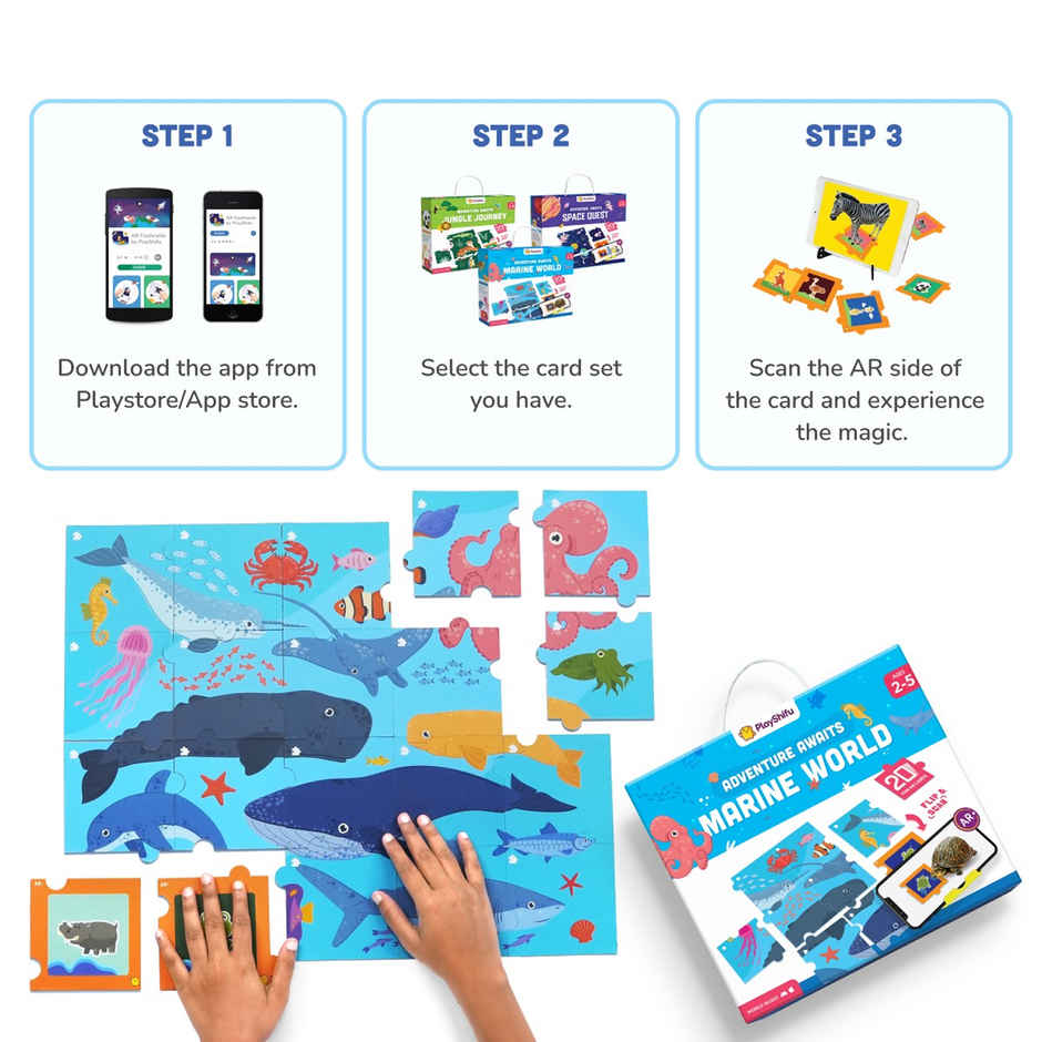 PlayShifu Aquatic and Aerial Animals - Sea World Puzzle Flashcards | Jigsaw Puzzle| Ages 2-5