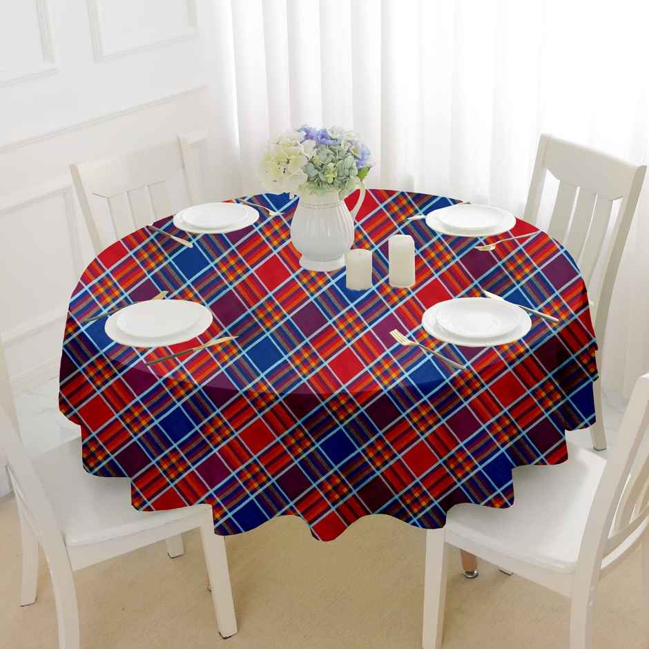 Lushomes Cotton Table Cloth - Red Checks | 60 inch Round | 5 ft Round
