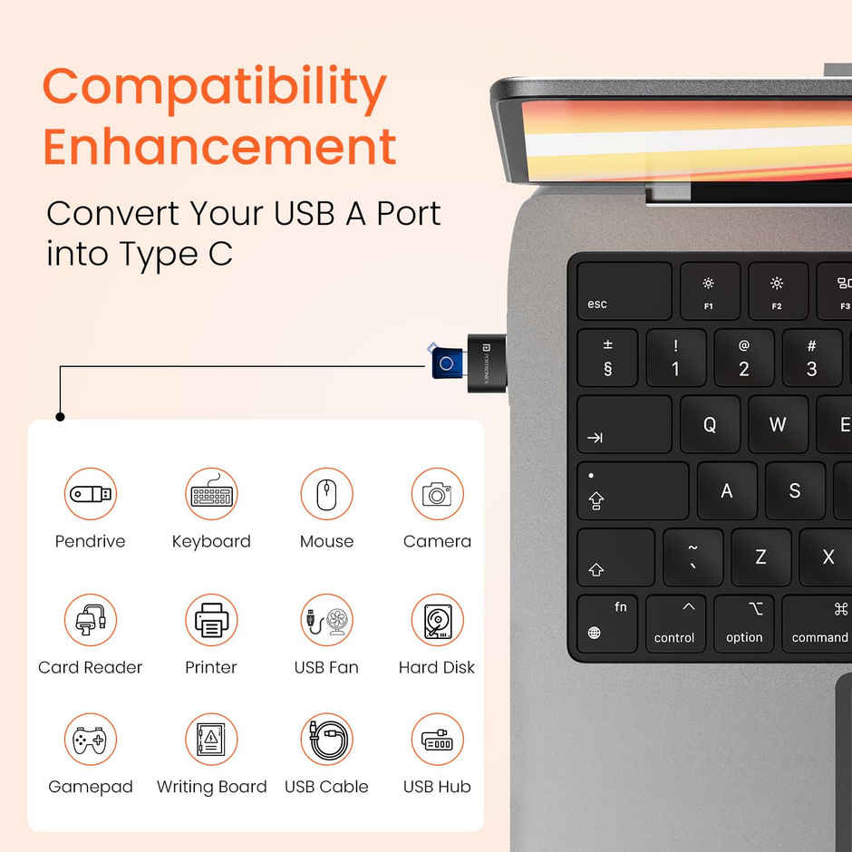 Portronics Bridge X USB 3.0 Type C Female to USB Male OTG Adapter, 5Gbps High Speed Data Transfer, Fast Charging, Compatible with Laptops, Tablets, Smartphone, Chargers and More Devices - Black