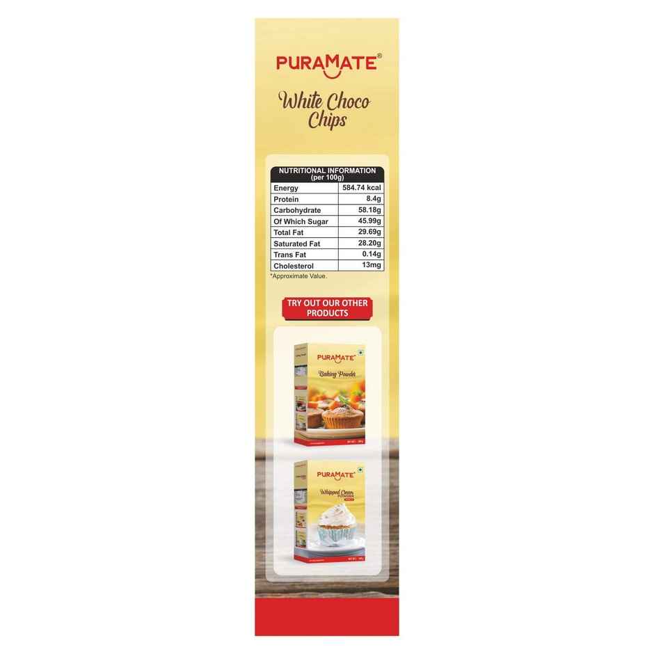 Puramate White Choco Chips | Smooth Melt for Decorating & Baking | Puramate