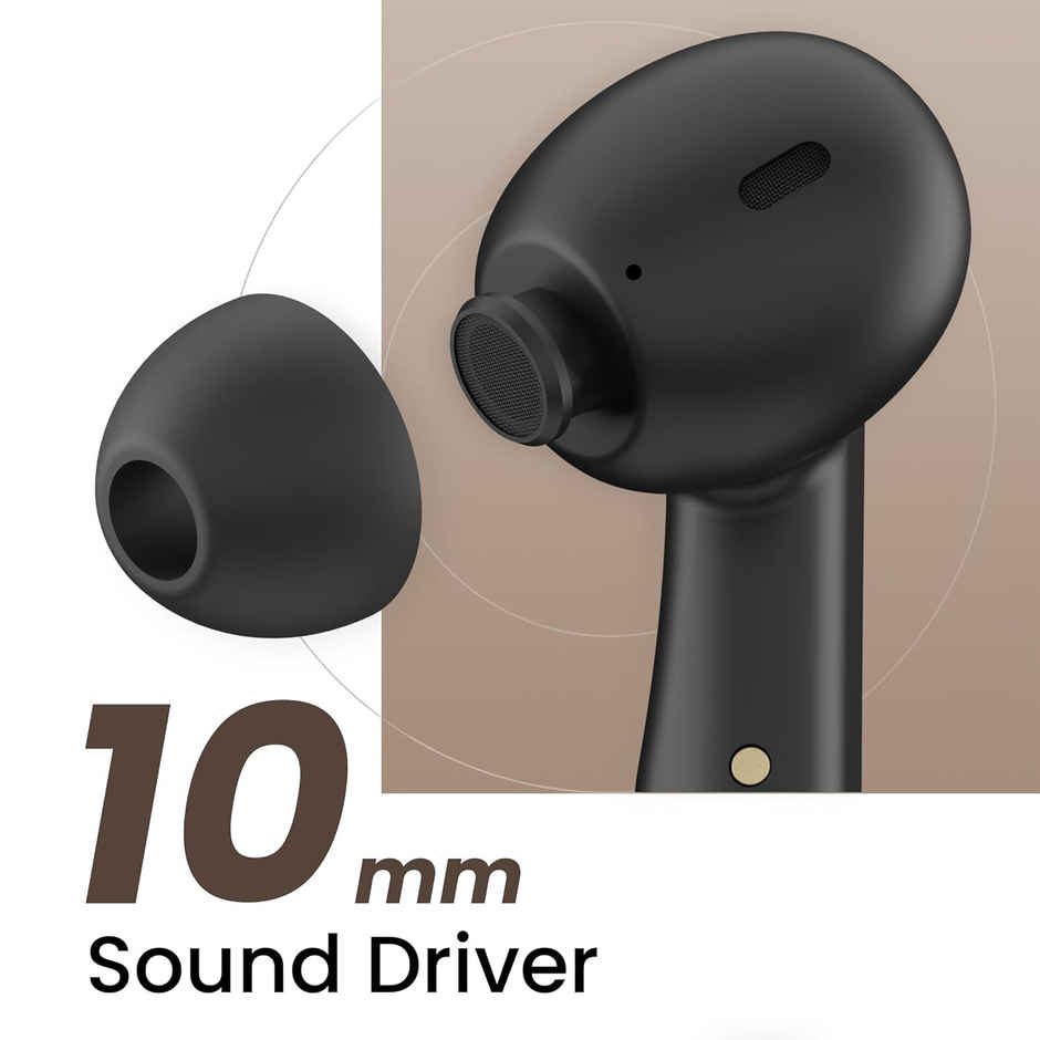 Hammer Solitude Enc Bluetooth Earbuds With Upto 22H Playtime, Fast Charging Type-C - Truffle Black