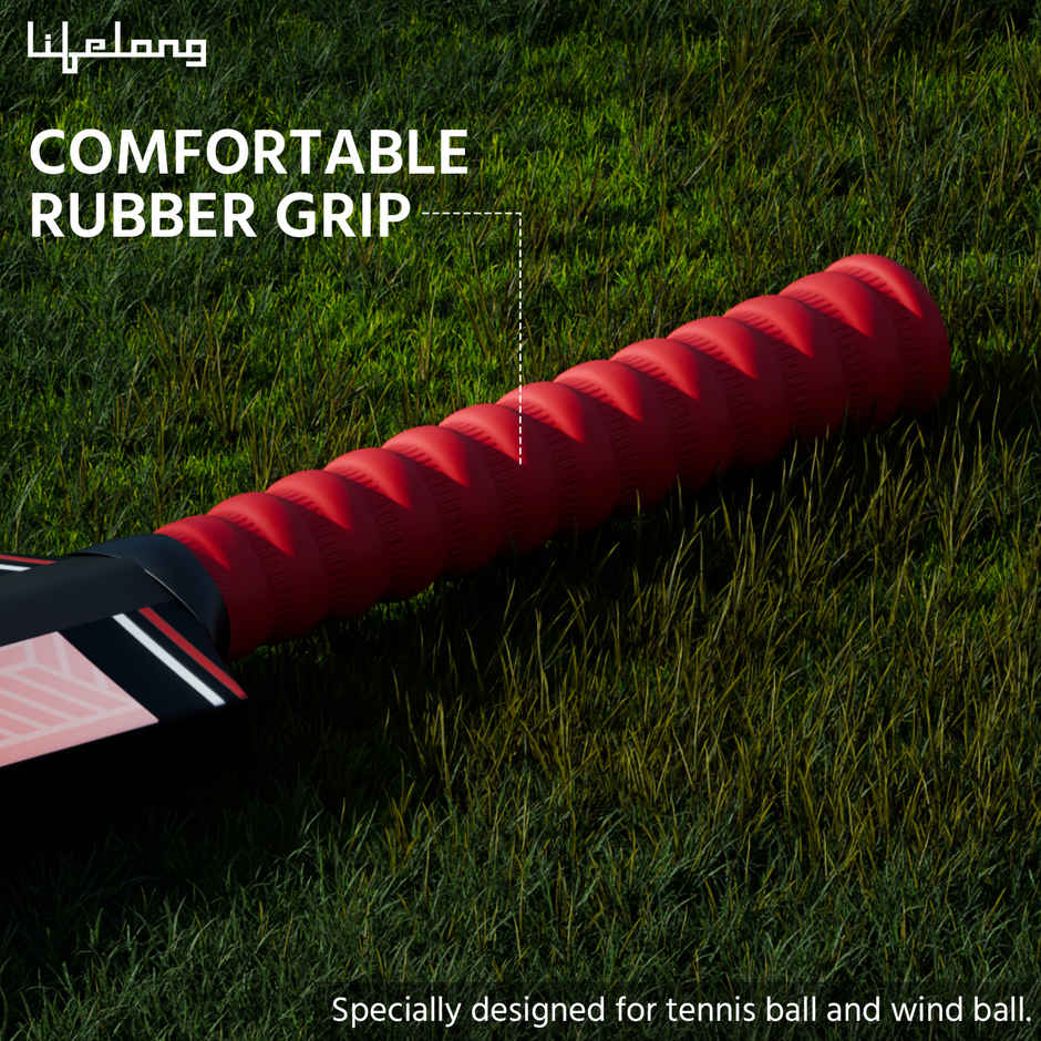 Lifelong Adult Plastic Cricket Bat, Full Size - 34 x 4.5 inch, Black & Red