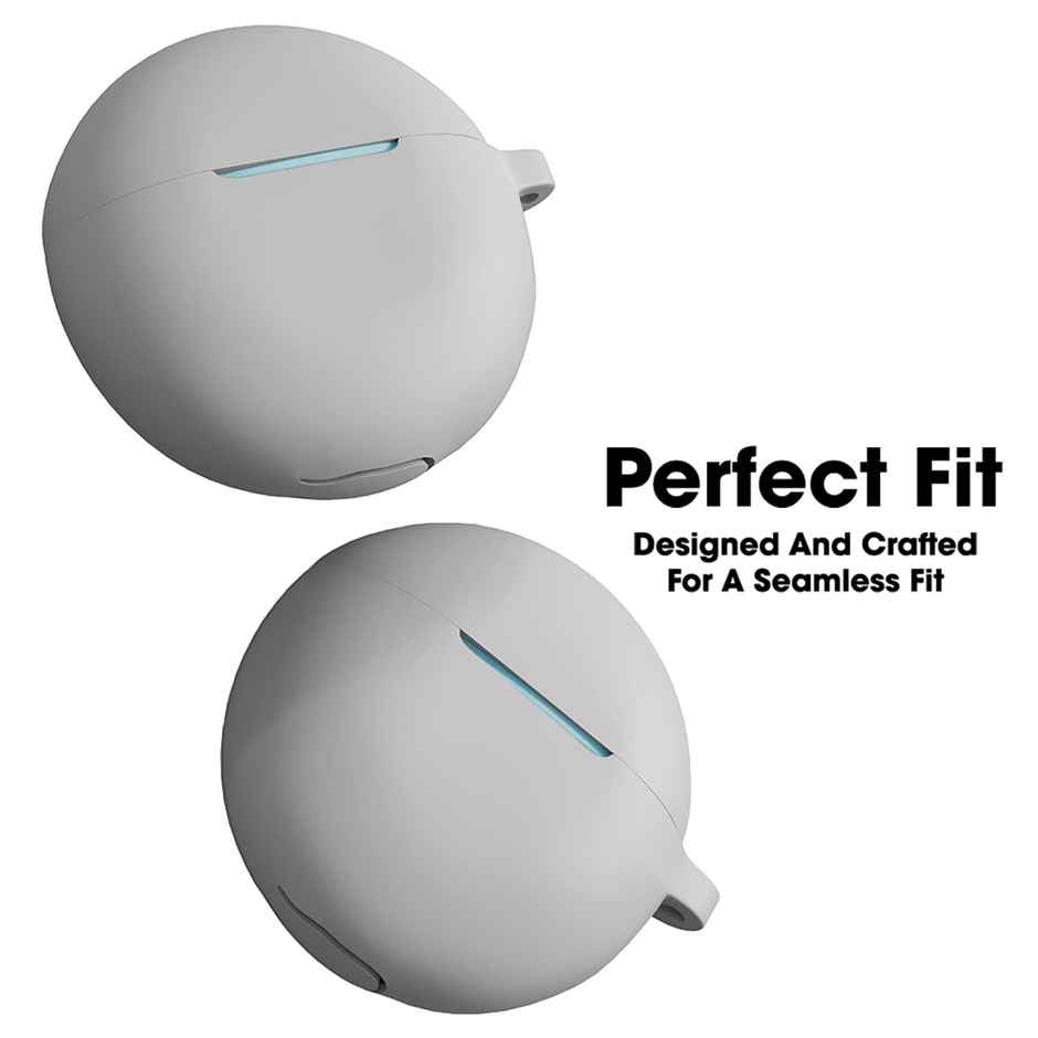 Sounce Portable Silicone Case Cover Scratch-Resistant, Non-Slip Grip, Carabiner Clip Compatible with Keychain for Oppo Enco Buds 2 Full Protection Shockproof Case Cover Anti Fall Anti Dust (Grey)