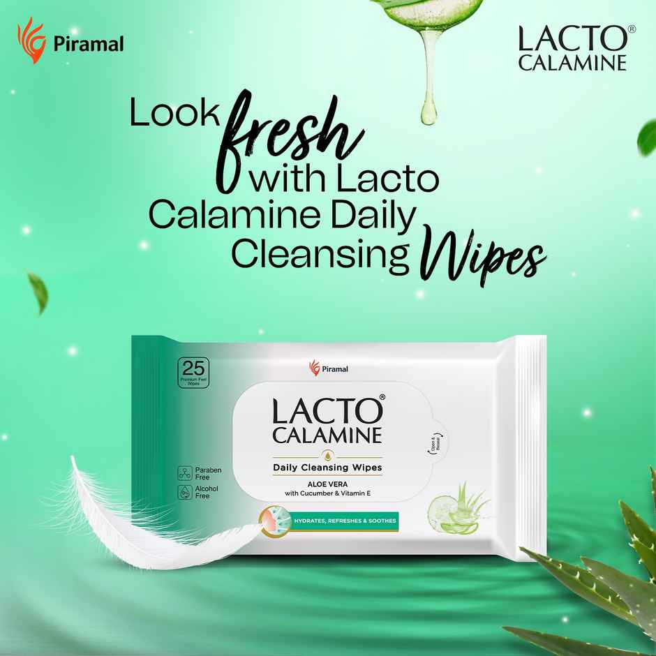 Lacto Calamine Makeup Remover Wipes With Aloe Vera, Cucumber And Vitamin E