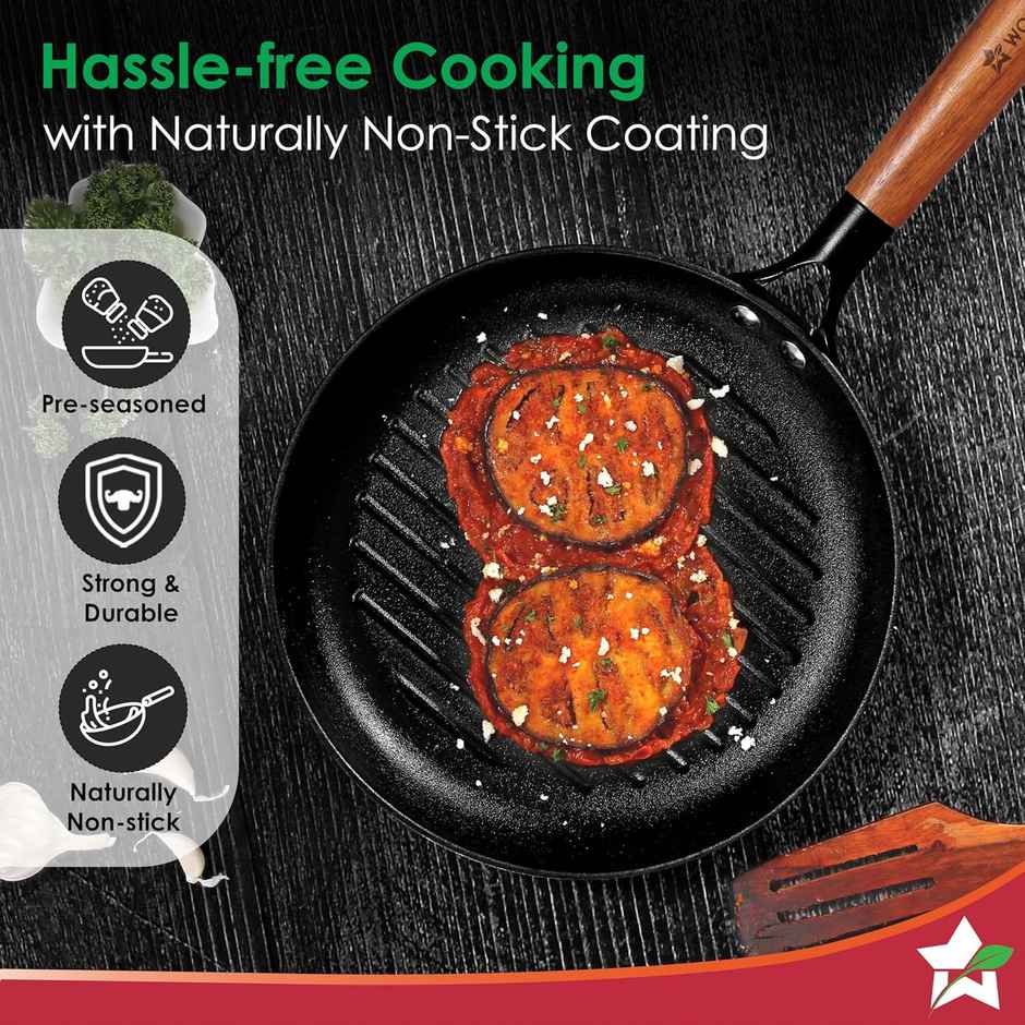 Wonderchef Pre-Seasoned Ferro Light 24Cm Grill Pan| 2.5Mm