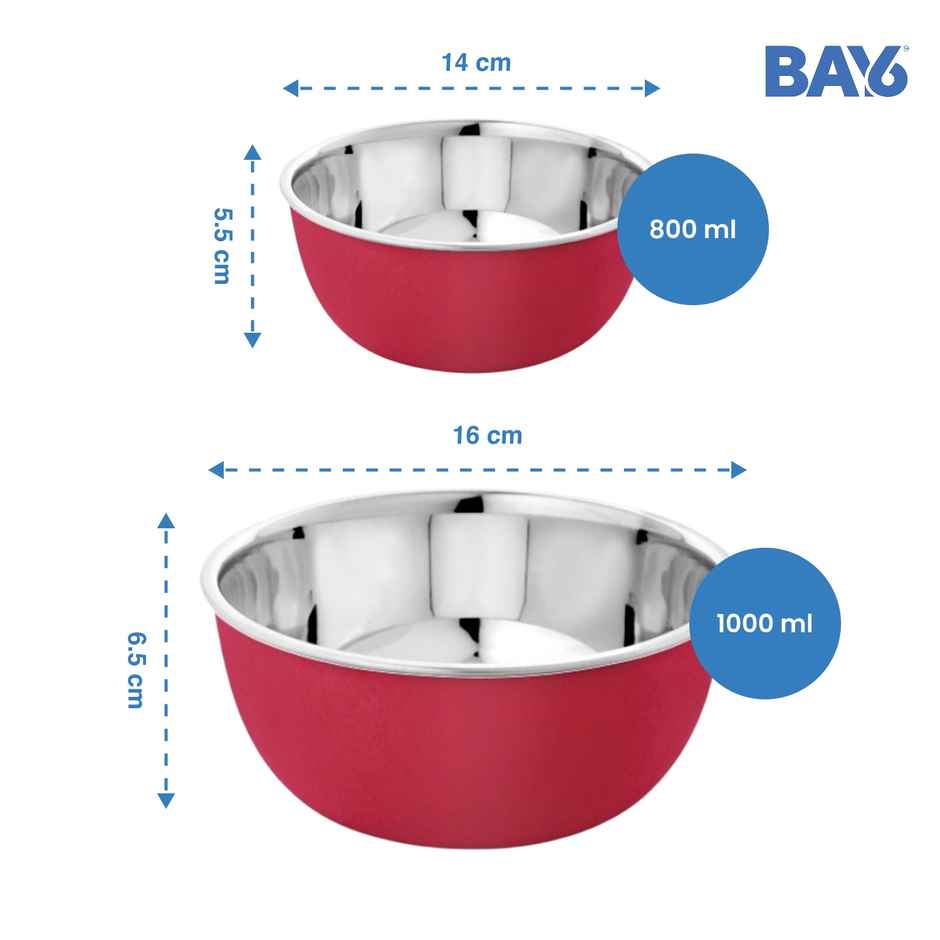 BAY6 Steel Microwave-Safe Bowl Set - (2pc) - (800ml + 1000ml)