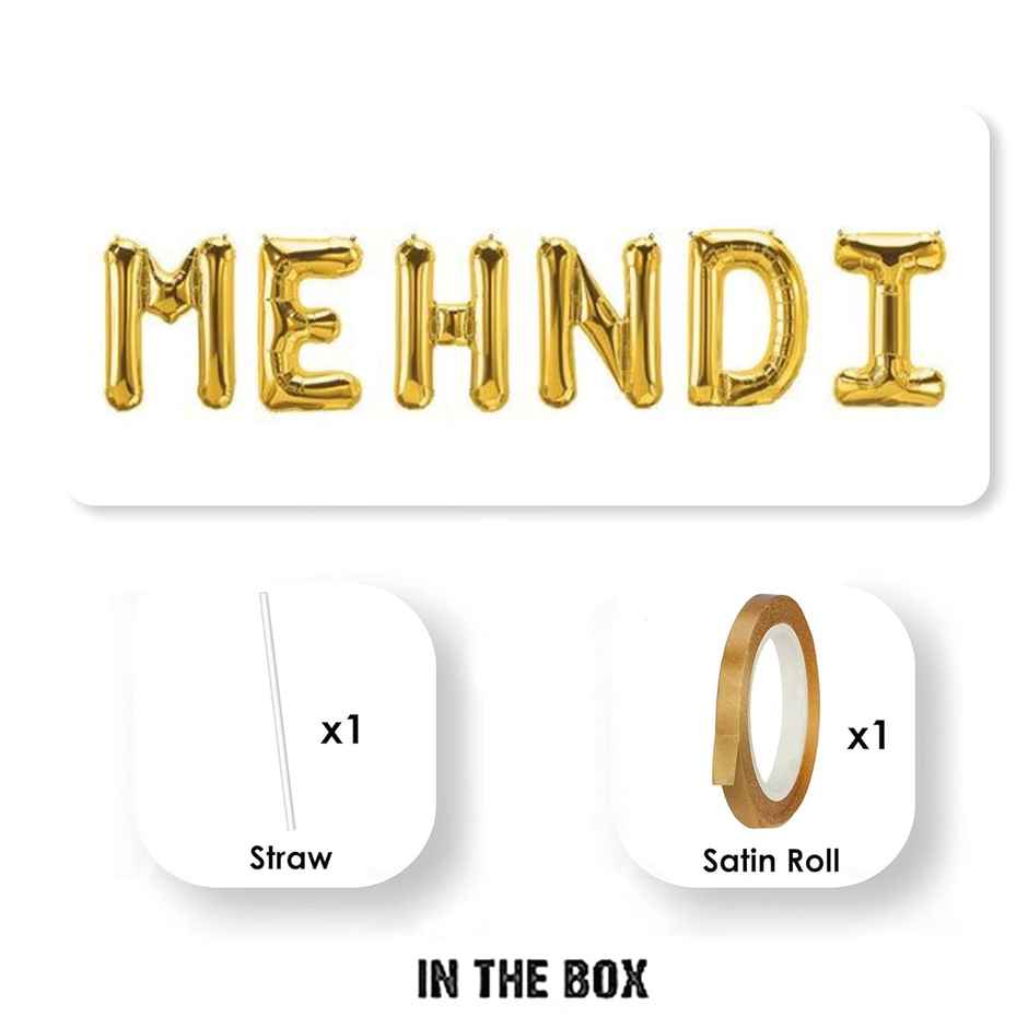 Just Party Mehndi Theme Foil Balloon Banner Combo