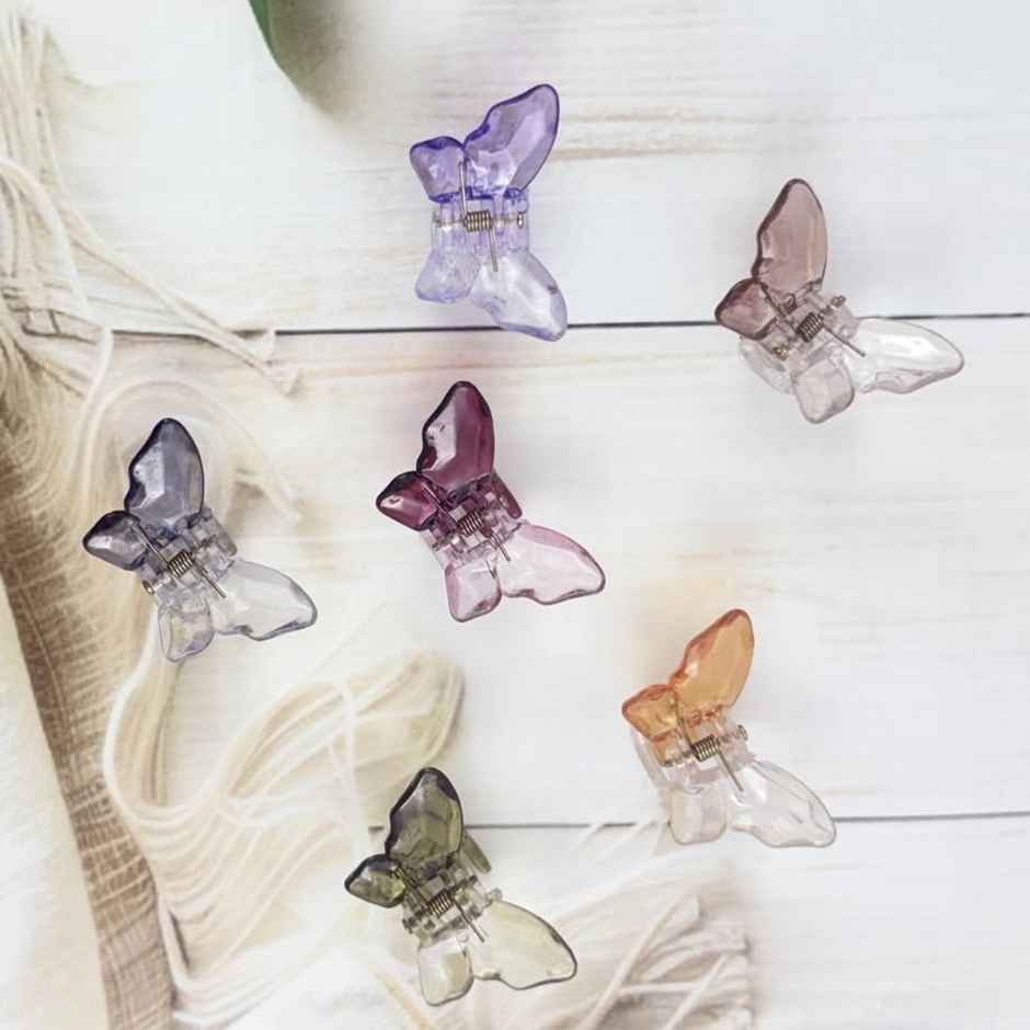 The Opal Factory Hair Accessories | Small Butterfly Claw Clips for Girls | Set of 6 | Small