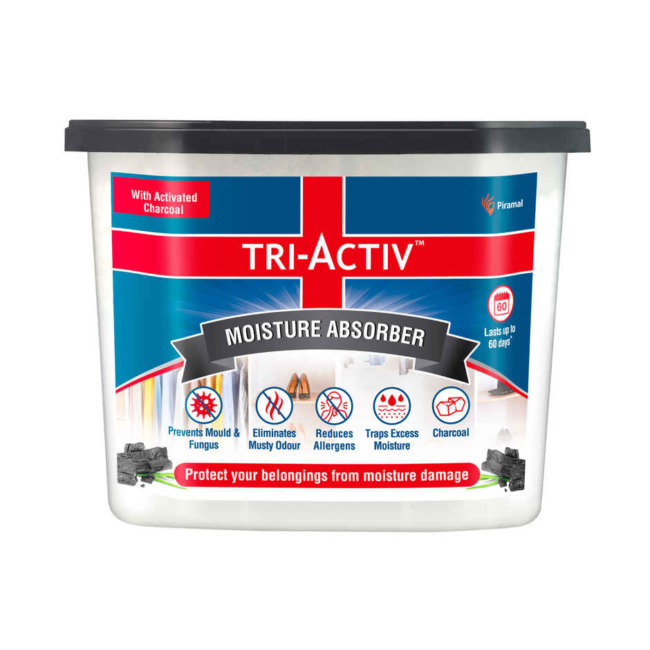 Tri-Activ Moisture Absorbers, Dehumidifier For Wardrobe, Closet, Shoe Rack- Charcoal