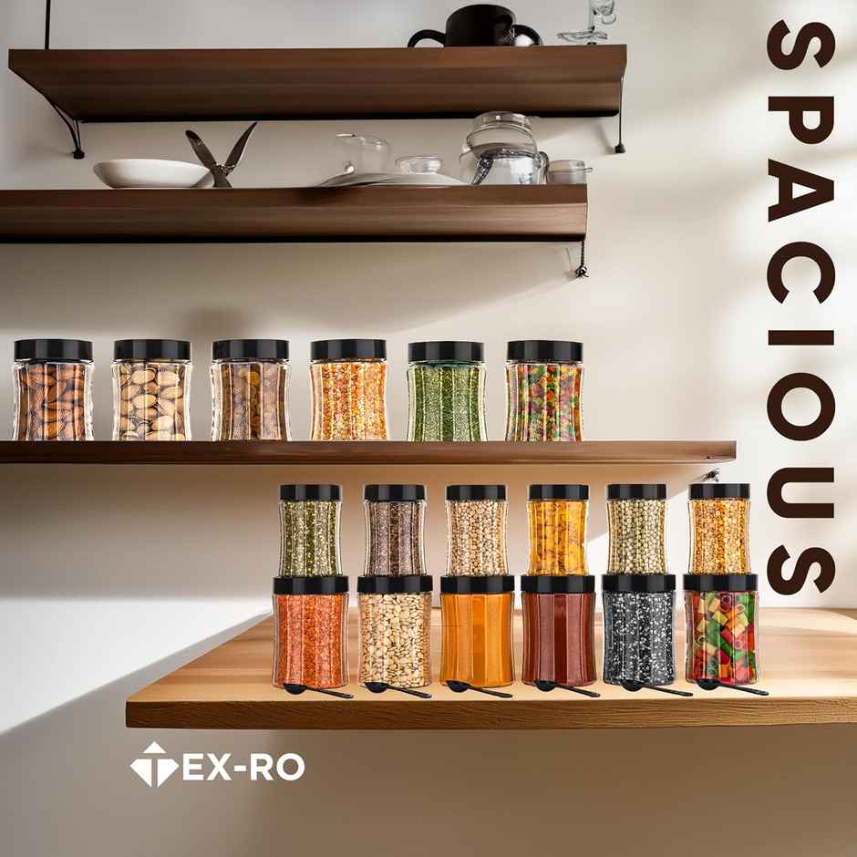 Tex-Ro 250ml- 350ml- 650ml- 1200ml Plastic Kitchen Containers Set With Spoons | Pack of 24