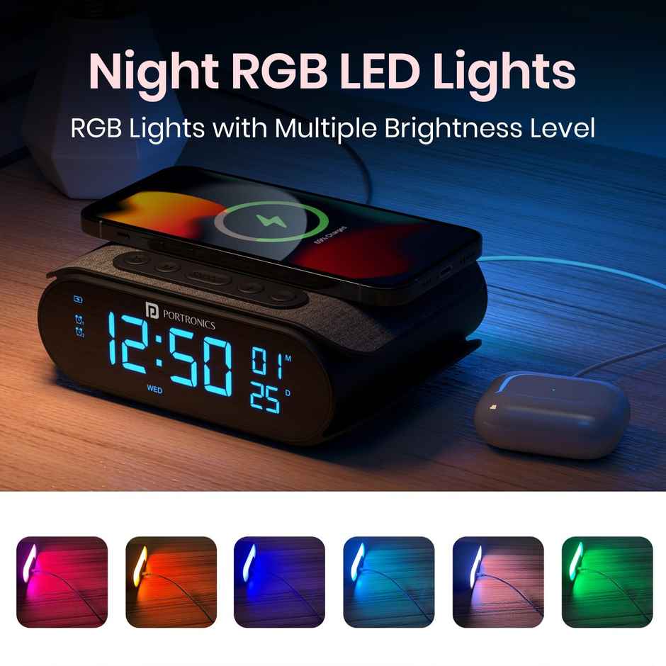 Portronics VoltClock 15W Wireless Charger for All Compatible Wireless Charging Smartphones(Black)