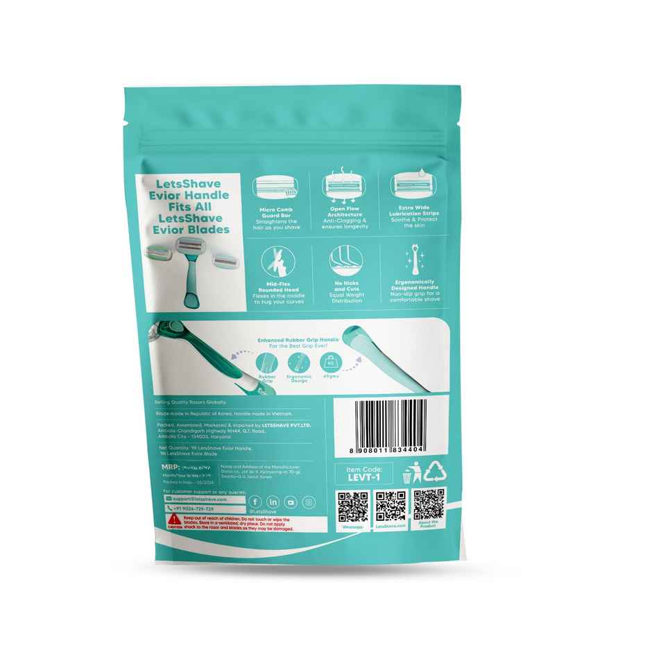 LetsShave Evior 6 Body Shaving Razor for Women | World's First 6-Blades with Mid-Flex Design 