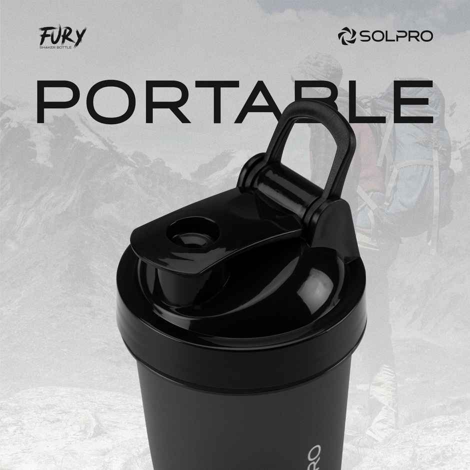 Solpro Fury Shaker Bottle | Gym Shaker |Bpa Free | 450 ml | Black