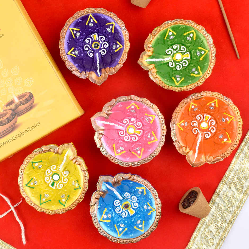 Designer Clay Diya | Pack of 6 | | Satvik