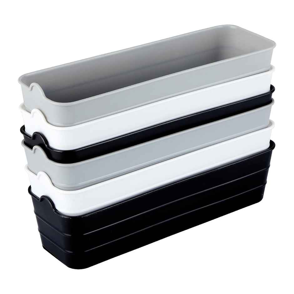 Kolorr Unbreakable Flexi Tray Narrow- Black, White, Daiso (Pack Of 6) | Bathroom Organiser