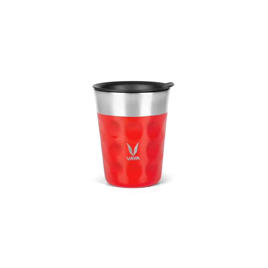 VAYA POPCUP Insulated Coffee Mug with Lid 250ml, Stainless Steel - Scarlet Sun