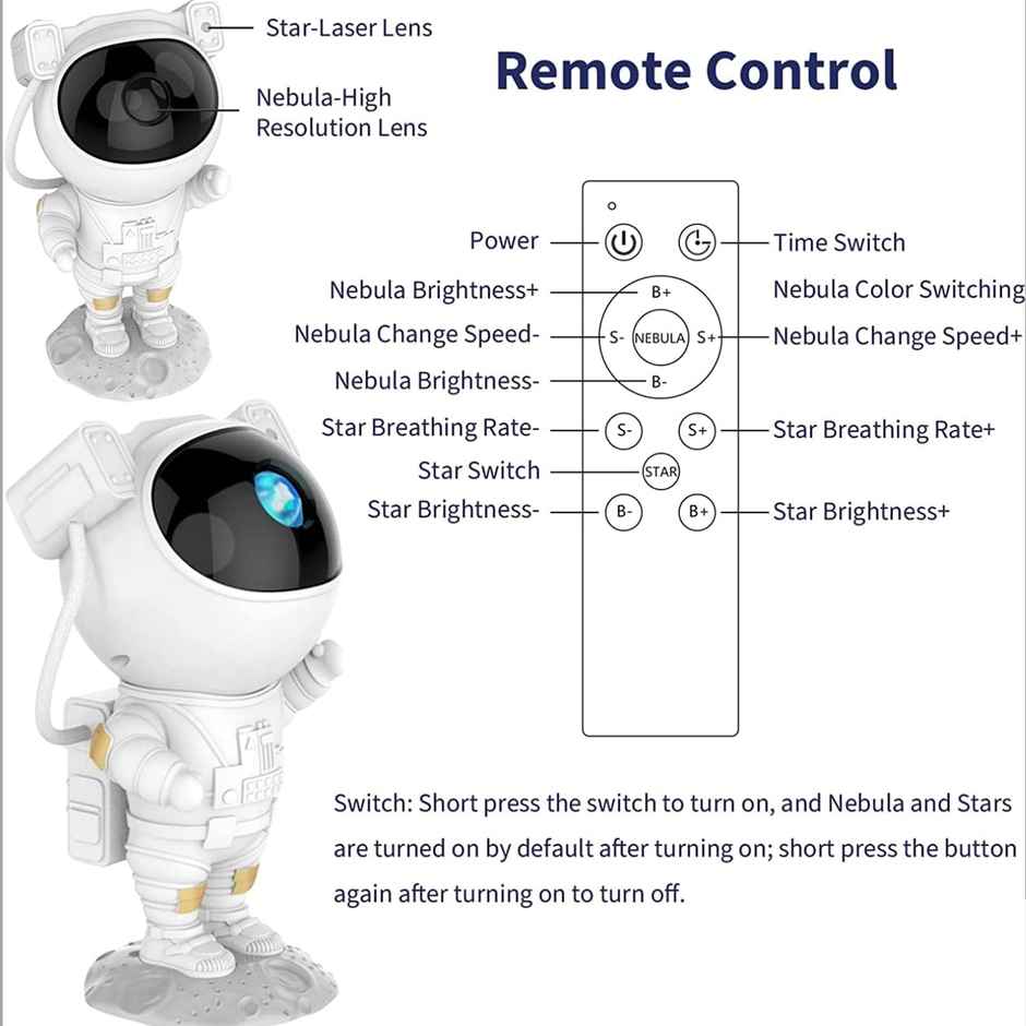 Kidara Astronaut Galaxy Projector With Remote Control | Star Night Lamp For Kids | For Age 3+