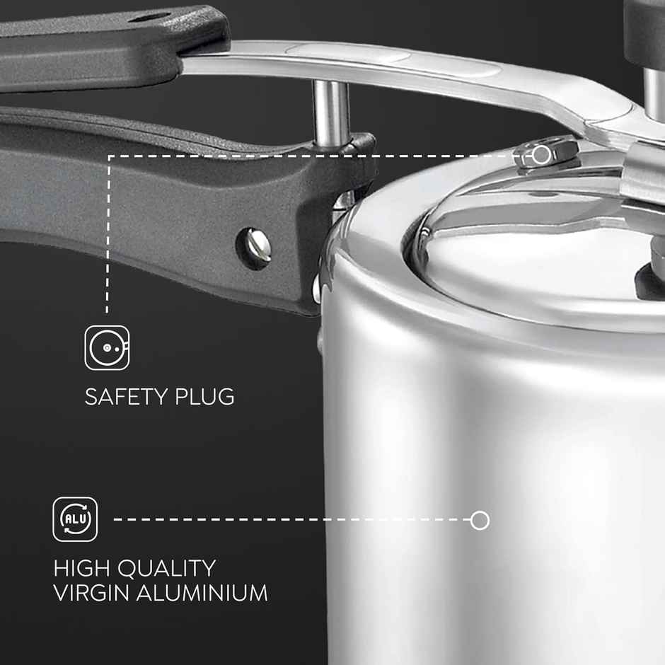 Judge By Prestige ACE Plus Inner Lid Aluminium Pressure Cooker,3L,Induction Base,5Y Warranty,Silver