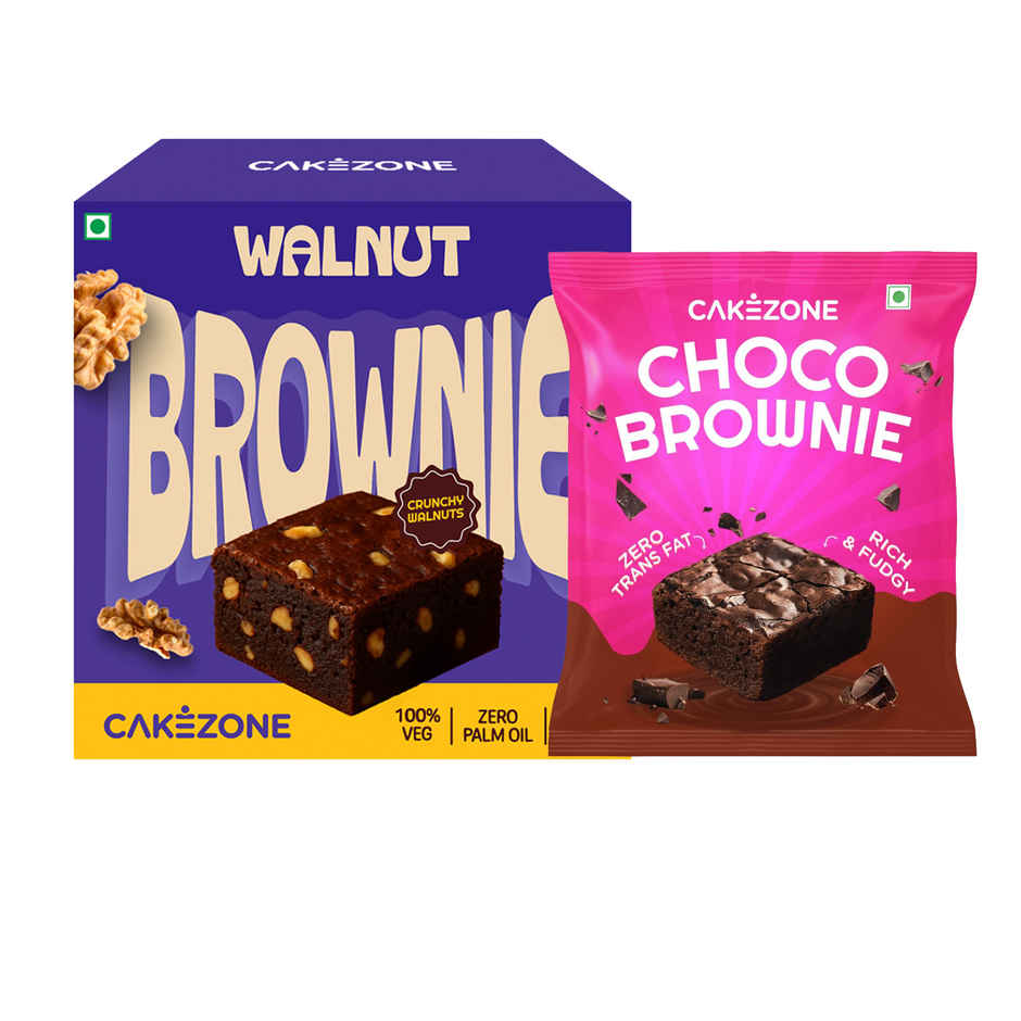 Cakezone Choco Fudge Brownie (40g) & Cakezone Walnut Brownie (80g) Combo