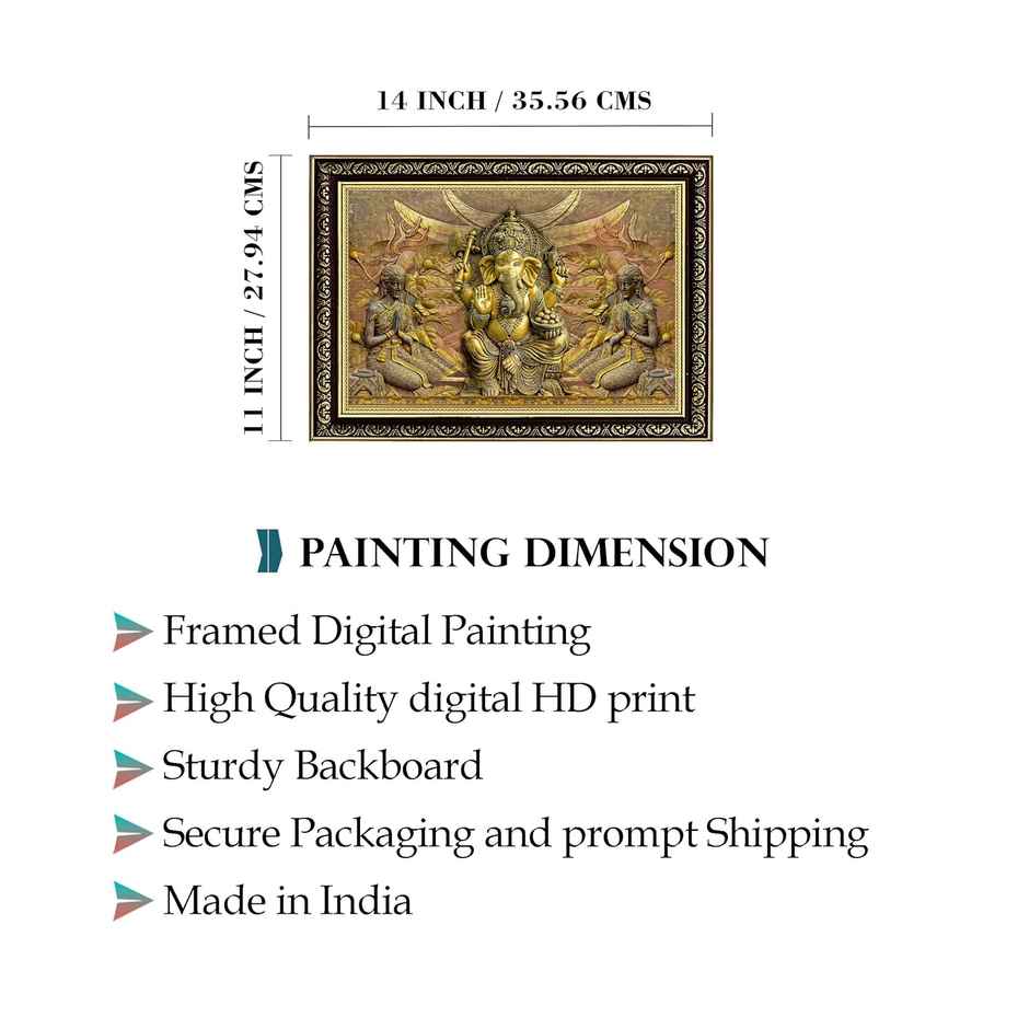 Indianara Lord Ganesha Art Painting with Frame, Home Decor