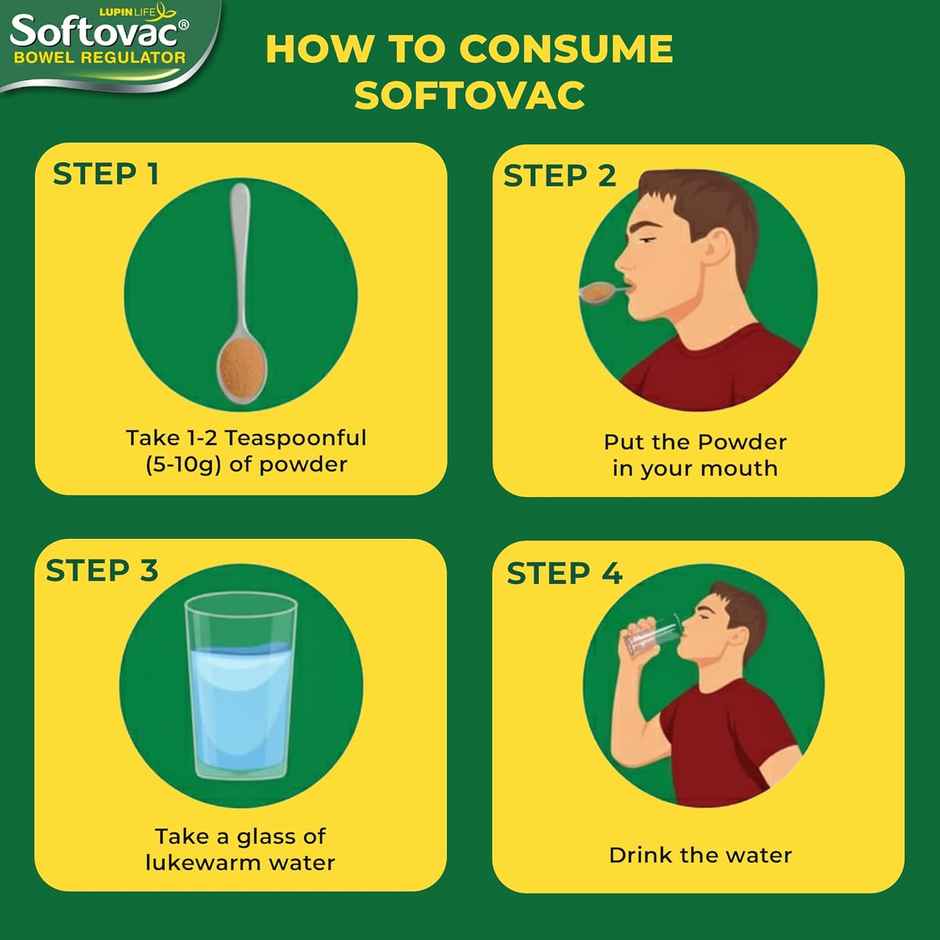 Softovac Isabgol Psyllium Husk Natural Bowel Regulator for Adults