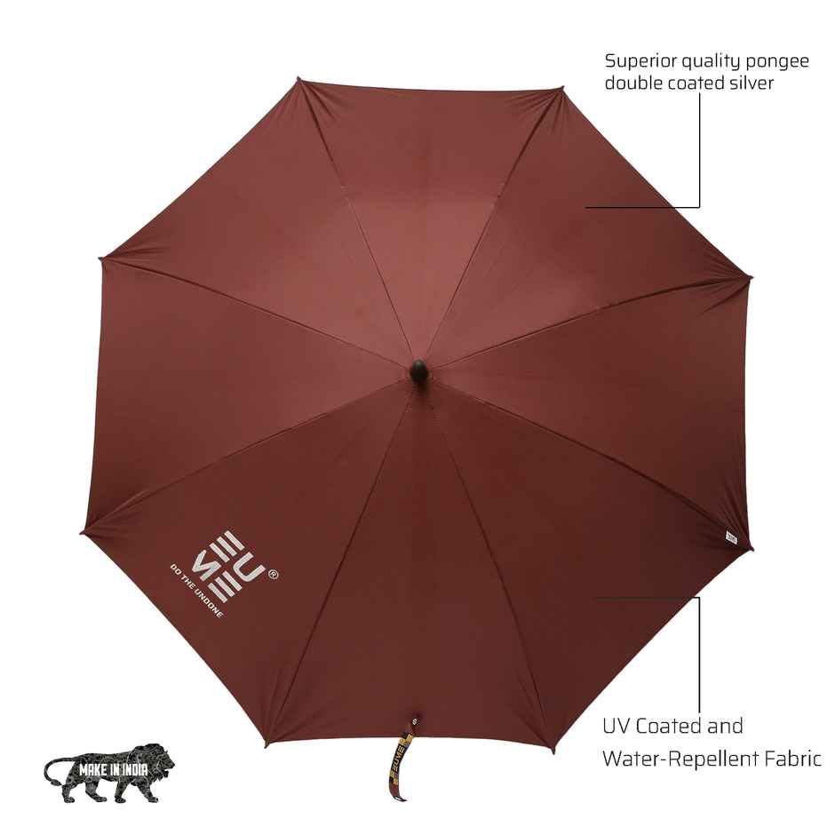 Eume Supreme 29 Inch Straight Auto Open Large Big Size Umbrella For Rain & Sun Uv Protection-Brown
