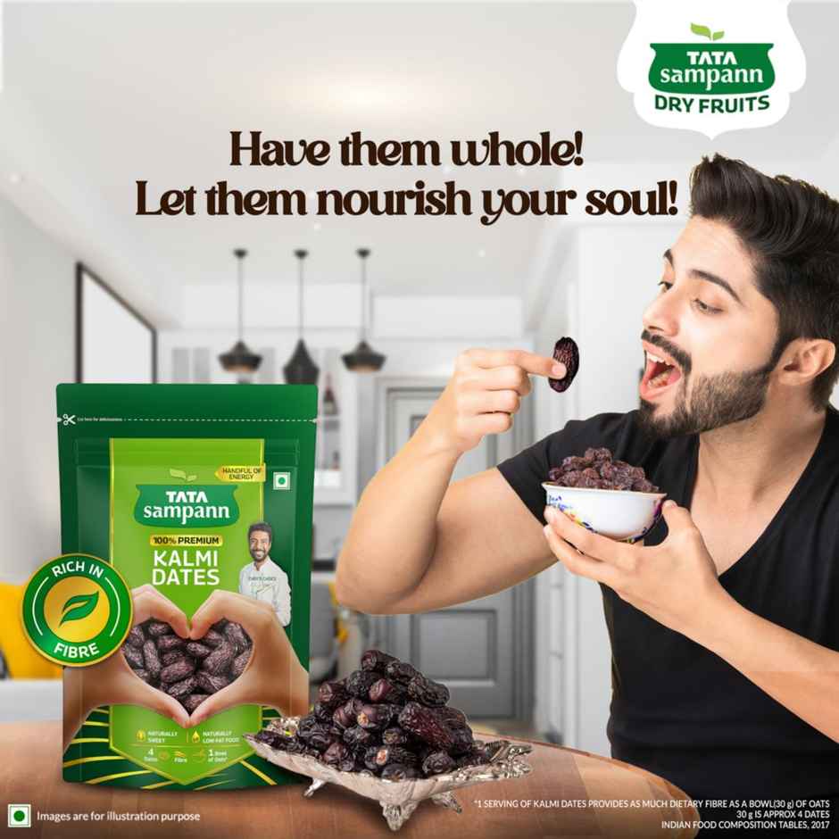 Tata Sampann Premium Kalmi Dates | Rich In Fibre | Naturally Sweet | Naturally Low-Fat Food
